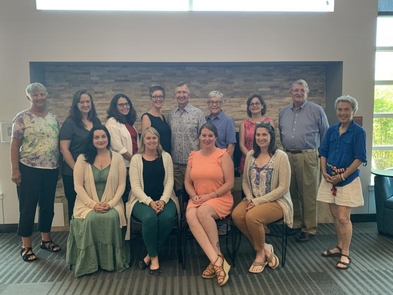 To set up long-term funding for its operations, Lewes Public Library established the Underwriters Endowment Fund. Shown are in back (l-r) Mary Bernheisel, committee member; Marin Plank, library staff; Rebecca Lowe, development director; Lou and Gavin Braithwaite, inaugural donors; Candace Vessella, Lewes Public Library Friends president; Ellen Le, board treasurer; Hugh Leahy, board president; and Rachel Grier-Reynolds, board vice president. In front are Emily Ellinger, teen services librarian; Kristen Gramer, assistant director; Lea Rosell, library director; and Jennifer Noonan, children’s librarian. SUBMITTED PHOTO